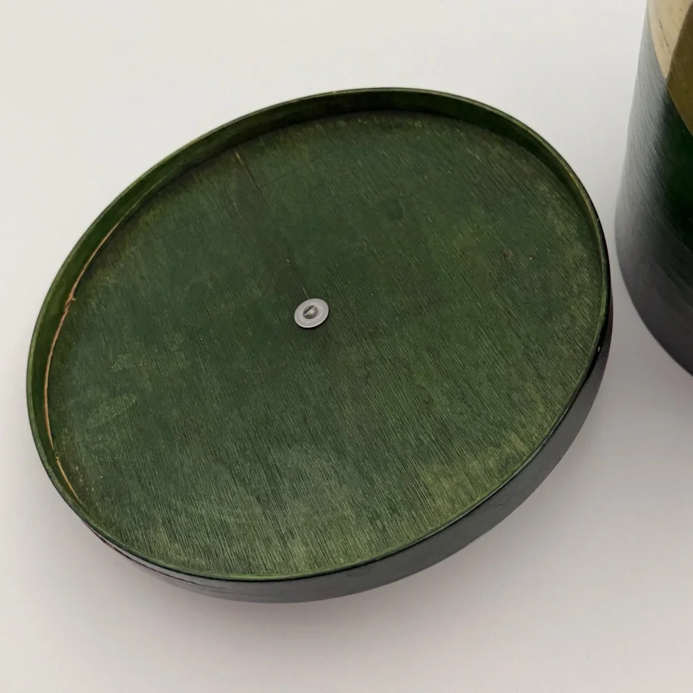 Vintage Ice Bucket Mid Century Modern Green with Gold Trim Plastic Liner
